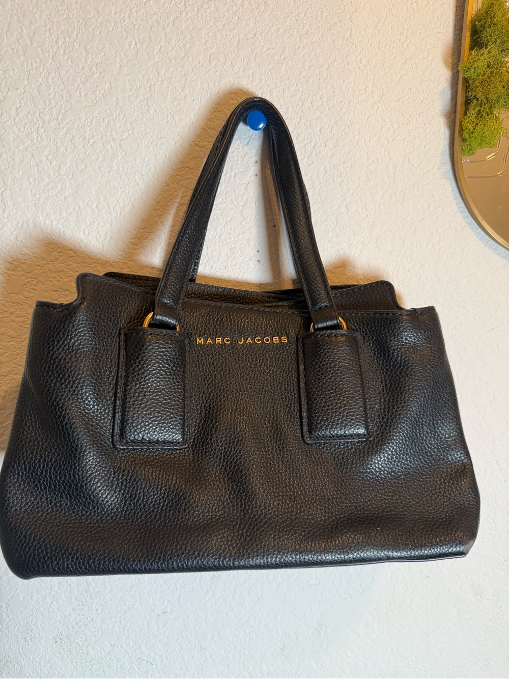 Marc Jacobs Black Leather Tote Bag purse lv heavy duty high quality louis